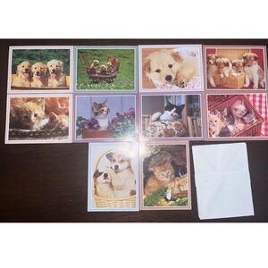 Vintage Card Lot of 10, Puppies and Kittens Cute Blank